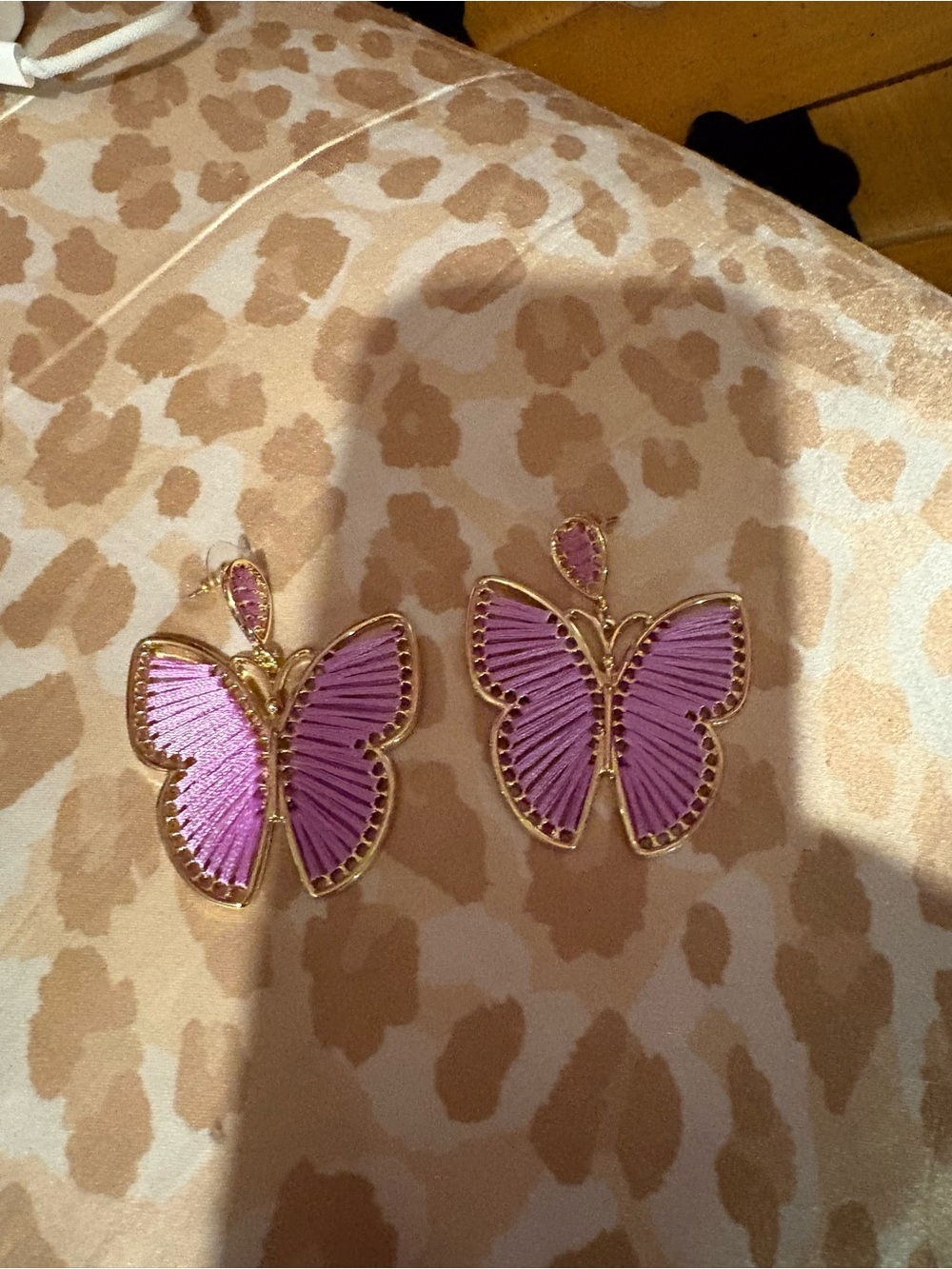 Park Lane Gold and Purple Butterfly Earrings